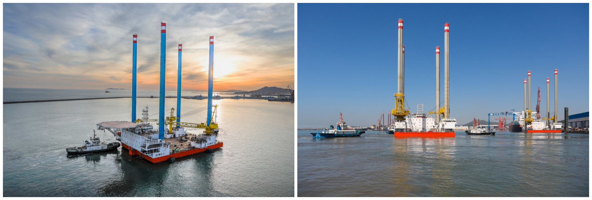 渤船重工建造的華科1號、2號自升助航式作業(yè)平臺命名交工